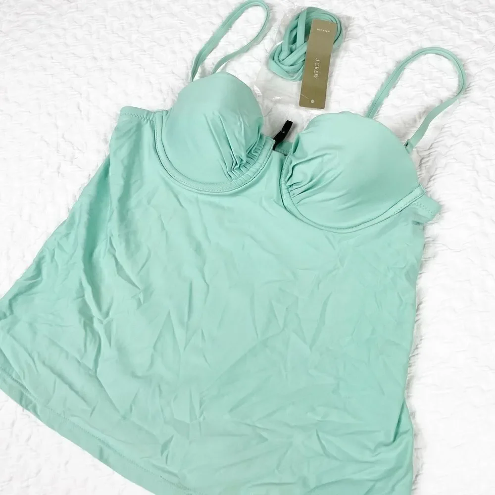 NWT J Crew Swing Tankini Top Aqua size 0